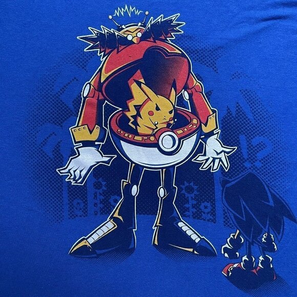 Ript Apparel Sonic Parody Dr Pikabotnik Short Sleeve Blue T Men’s M Pikachu - Picture 2 of 5